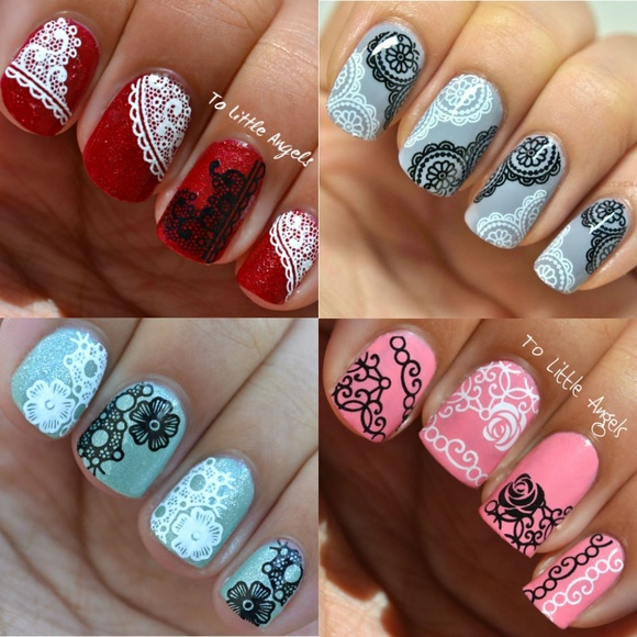 ⭐️3 for $20⭐️ 4x Black / White Lace Design - Picture 1 of 4